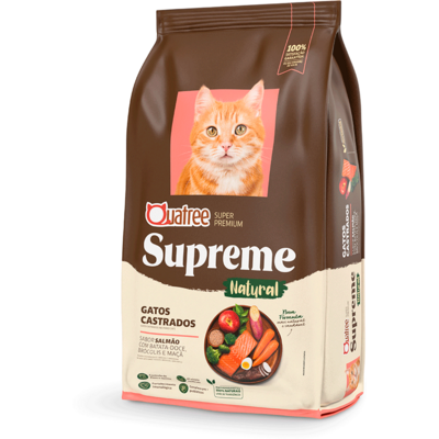 Ração Seca Quatree Supreme Salmão e Batata Doce para Gatos Castrados