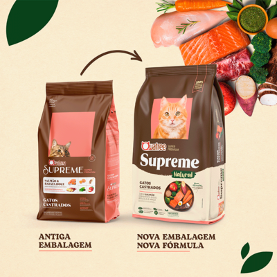 Ração Seca Quatree Supreme Salmão e Batata Doce para Gatos Castrados