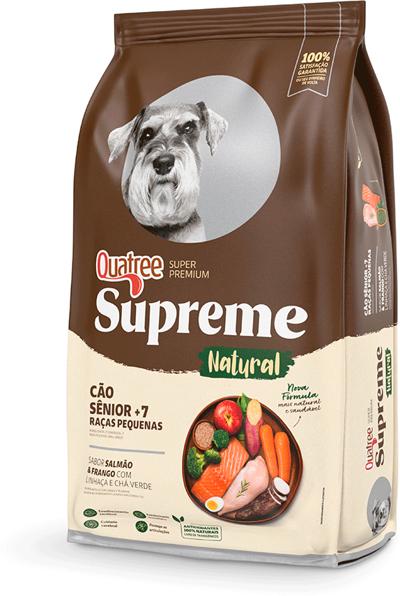 Ração Seca Quatree Supreme Salmão e Frango Cães Sênior +7 Raças Pequenas - 1Kg