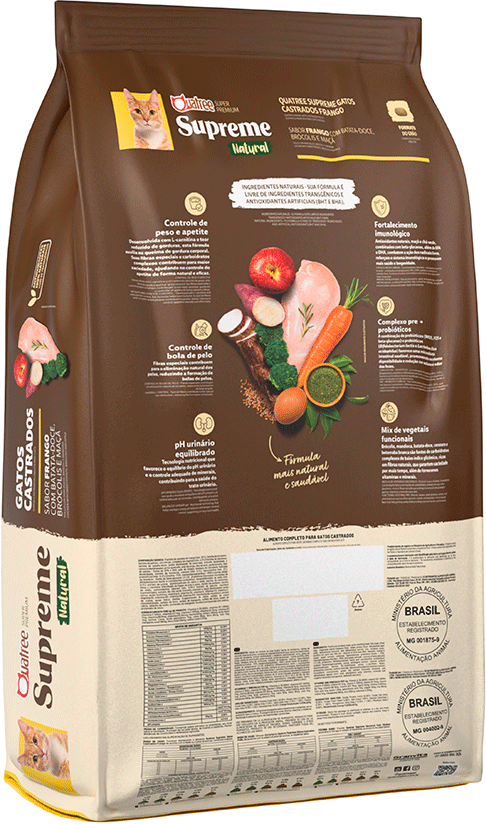 Ração Seca Quatree Supreme Frango e Batata Doce para Gatos Castrados- 10,1Kg