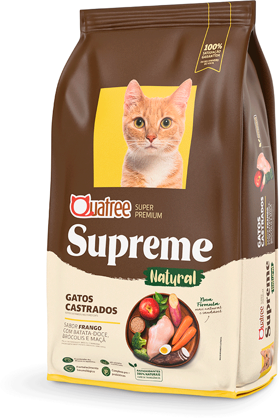 Ração Seca Quatree Supreme Frango e Batata Doce para Gatos Castrados- 10,1Kg