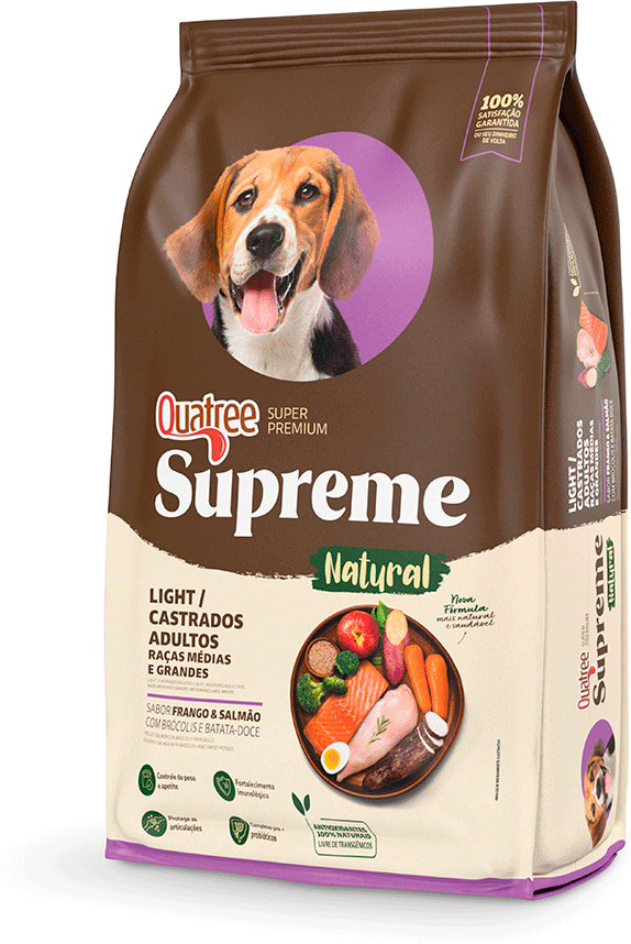 Ração Seca Quatree Supreme Light Salmão e Batata Doce Cães Adultos Todas as Raças - 3Kg