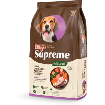 Ração Seca Quatree Supreme Light Salmão e Batata Doce Cães Adultos Todas as Raças
