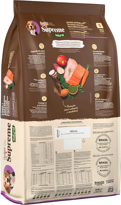 Ração Seca Quatree Supreme Light Salmão e Batata Doce Cães Adultos Todas as Raças - 3Kg