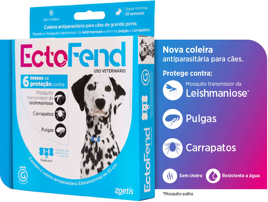 Coleira Antiparasitária Zoetis Ectofend Azul para Cães - Tam. G