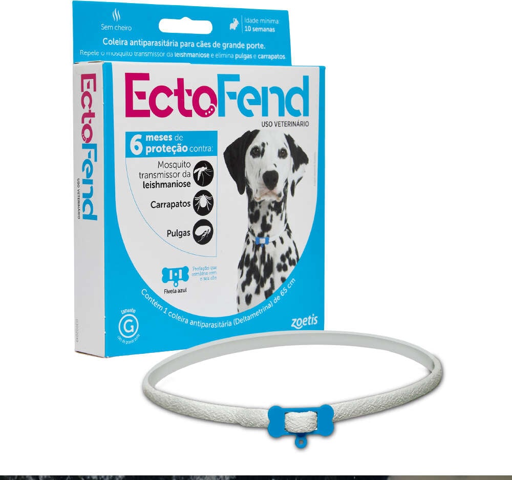 Coleira Antiparasitária Zoetis Ectofend Azul para Cães - Tam. G