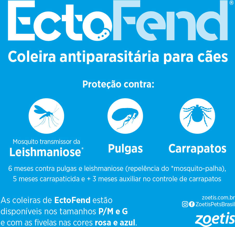 Coleira Antiparasitária Zoetis Ectofend Azul para Cães - Tam. P