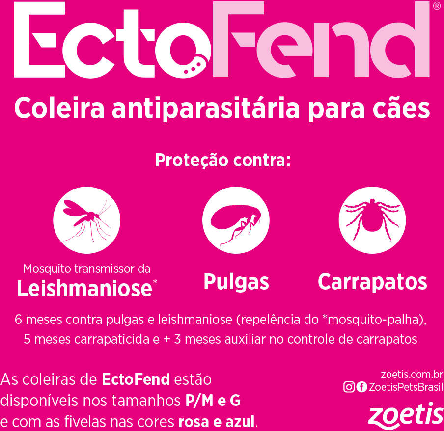 Coleira Antiparasitária Zoetis Ectofend Azul para Cães - Tam. P