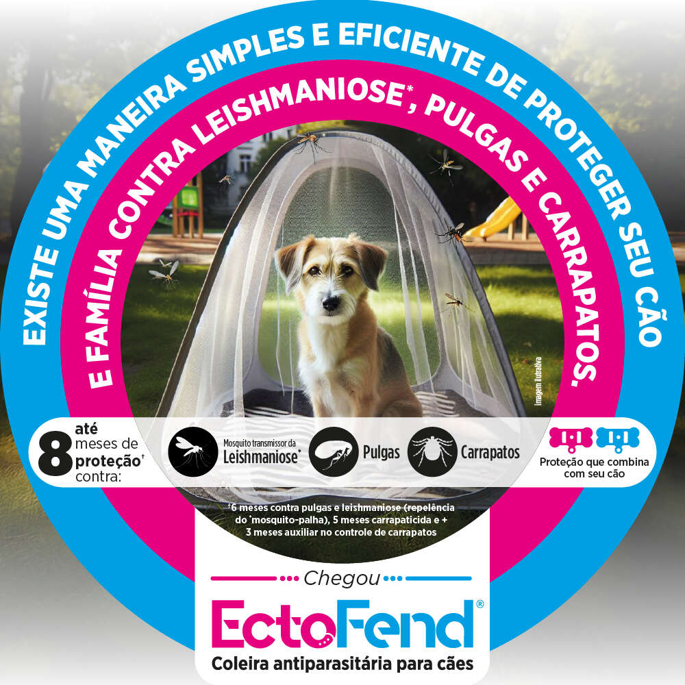 Coleira Antiparasitária Zoetis Ectofend Azul para Cães - Tam. P