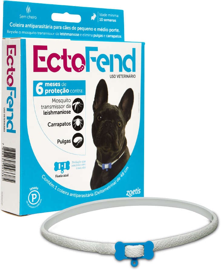 Coleira Antiparasitária Zoetis Ectofend Azul para Cães - Tam. P