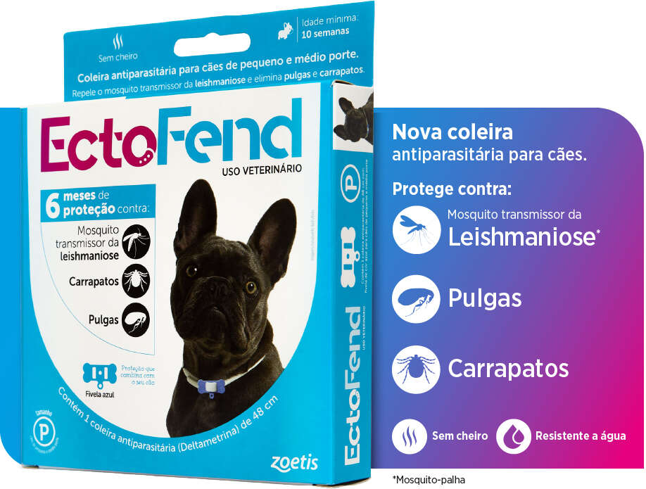 Coleira Antiparasitária Zoetis Ectofend Azul para Cães - Tam. P