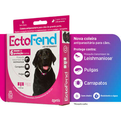 Coleira Antiparasitária Zoetis Ectofend Rosa para Cães