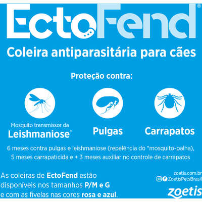 Coleira Antiparasitária Zoetis Ectofend Rosa para Cães