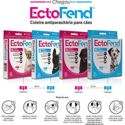 Coleira Antiparasitária Zoetis Ectofend Rosa para Cães