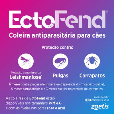 Coleira Antiparasitária Zoetis Ectofend Rosa para Cães