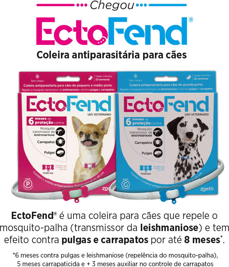 Coleira Antiparasitária Zoetis Ectofend Rosa para Cães - Tam. P