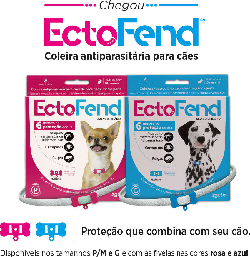 Coleira Antiparasitária Zoetis Ectofend Rosa para Cães - Tam. P