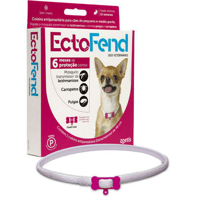 Coleira Antiparasitária Zoetis Ectofend Rosa para Cães