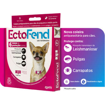 Coleira Antiparasitária Zoetis Ectofend Rosa para Cães