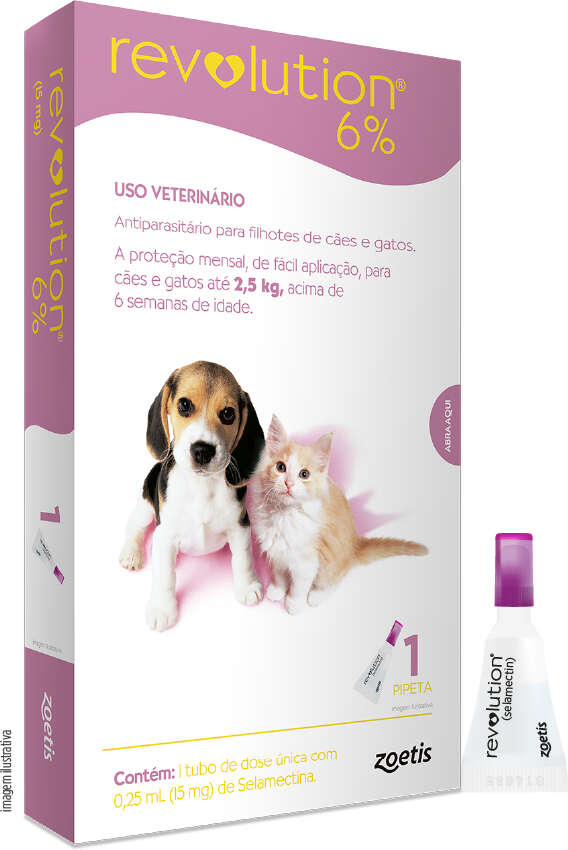 Antipulgas e Carrapatos Zoetis Revolution 6% para Cães e Gatos até 2,5Kg - 1 Pipeta