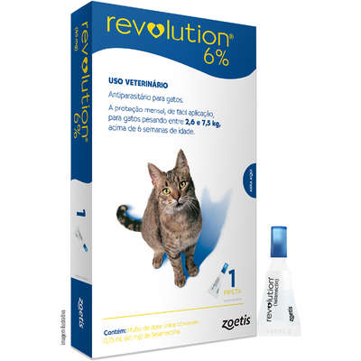 Antipulgas e Carrapatos Zoetis Revolution 6% para Gatos de 2,5 a 7,5 kg - 45 mg