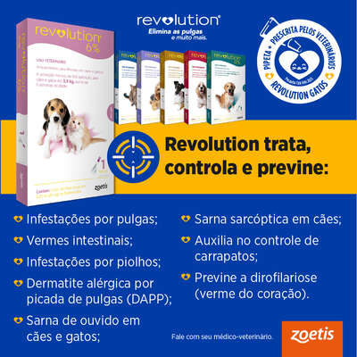 Antipulgas e Carrapatos Zoetis Revolution 12% para Cães de 5 a 10 Kg - 60 mg