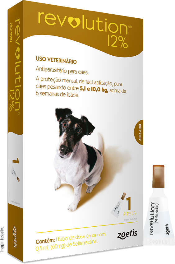Antipulgas e Carrapatos Zoetis Revolution 12% para Cães de 5 a 10Kg - 1 Pipeta