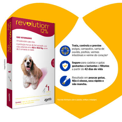 Antipulgas e Carrapatos Zoetis Revolution 12% para Cães de 10 a 20 Kg - 120 mg