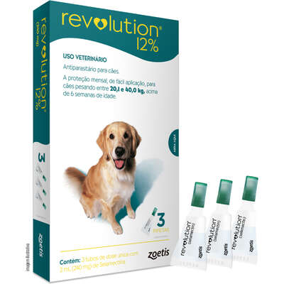 Antipulgas e Carrapatos Zoetis Revolution 12% para Cães de 20 a 40 kg - 240 mg