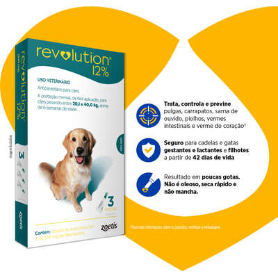 Antipulgas e Carrapatos Zoetis Revolution 12% para Cães de 20 a 40 kg - 240 mg