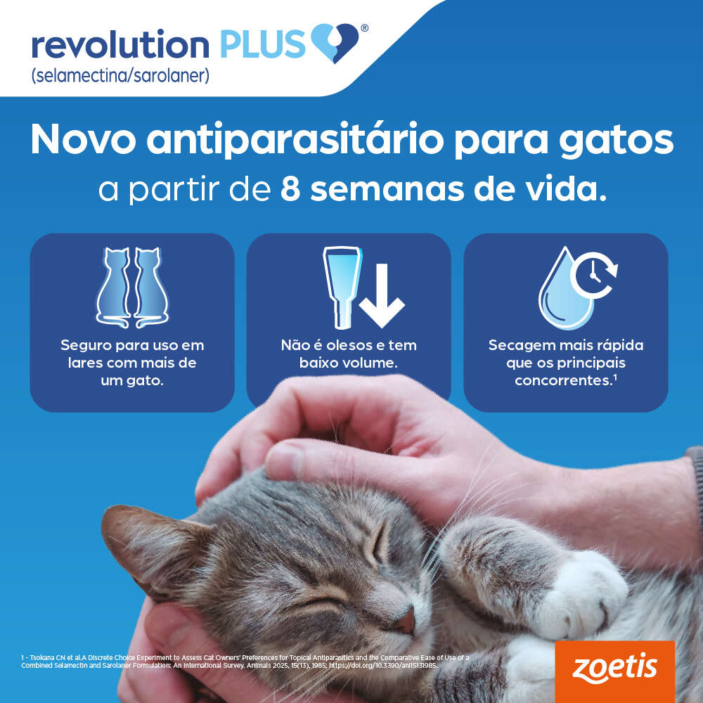 Antiparasitário Revolution Plus 60 mg para Gatos de 5,1 a 10Kg - 1 Pipeta