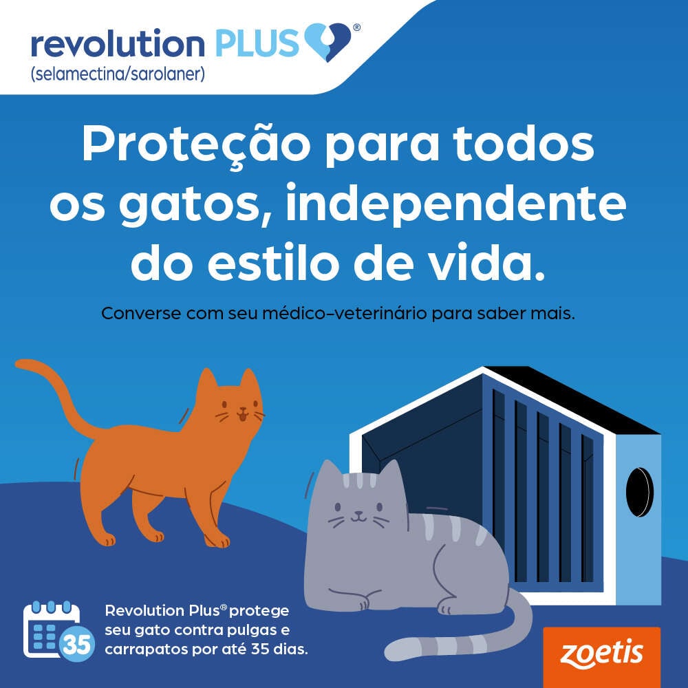 Antiparasitário Revolution Plus 60 mg para Gatos de 5,1 a 10Kg - 1 Pipeta