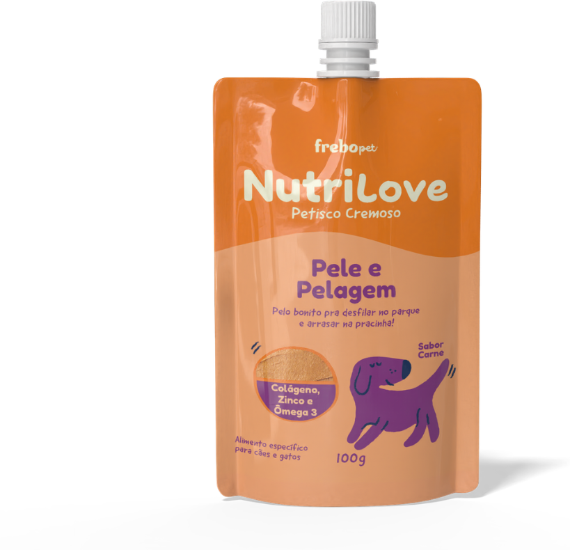 Petisco Cremoso Nutrilove Pele e Pelagem para Cães e Gatos - 100 g