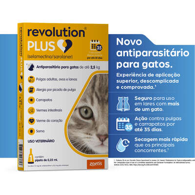 Antiparasitário Zoetis Revolution Plus 0,25 mL para Gatos de 1,25 Kg a 2,5 Kg