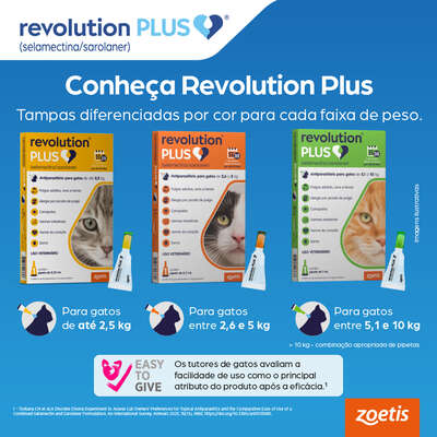 Antiparasitário Zoetis Revolution Plus 0,25 mL para Gatos de 1,25 Kg a 2,5 Kg