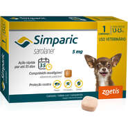 Antipulgas Zoetis Simparic 5 mg para Cães 1,3 a 2,5Kg - 1 Comprimido
