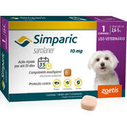 Antipulgas Zoetis Simparic 10 mg para Cães 2,6 a 5Kg - 1 Comprimido