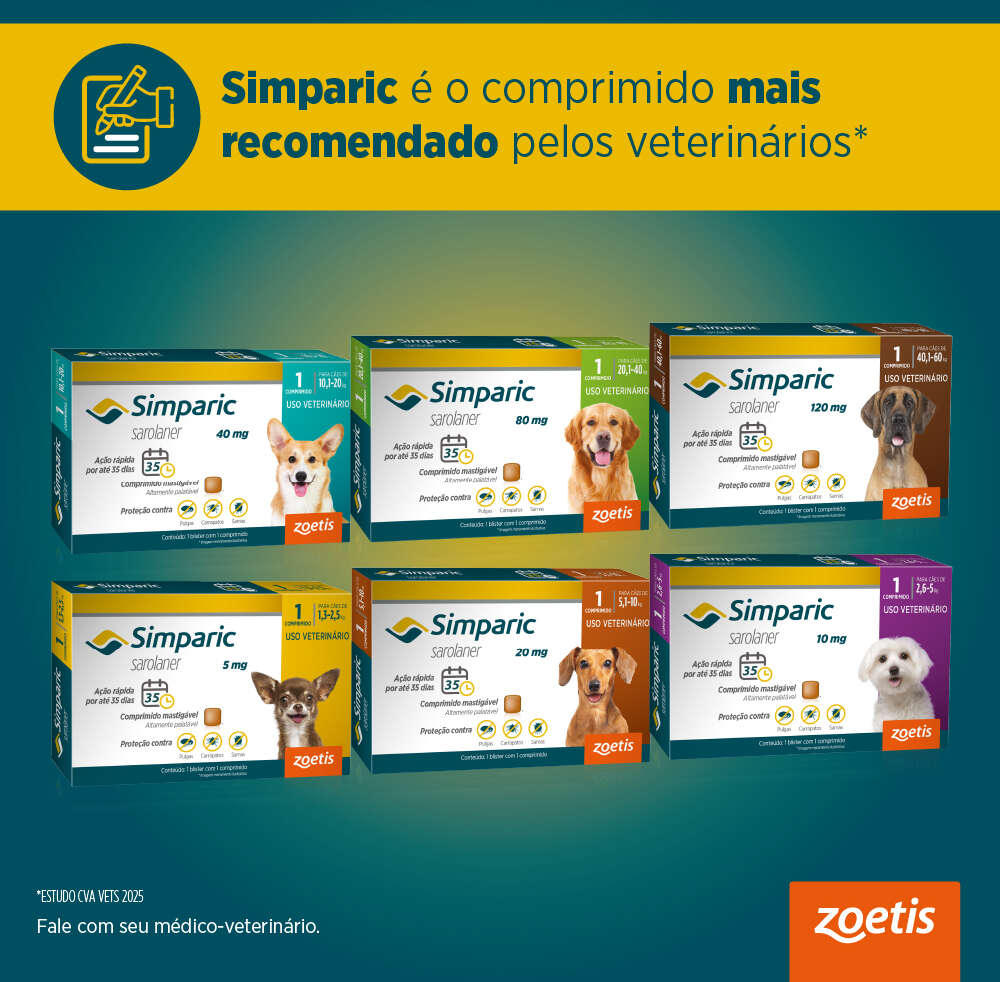 Antipulgas Zoetis Simparic 10 mg para Cães 2,6 a 5Kg - 1 Comprimido