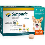Antipulgas Zoetis Simparic 40 mg para Cães 10,1 a 20Kg - 1 Comprimido