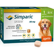 Antipulgas Zoetis Simparic 80 mg para Cães 20,1 a 40Kg - 1 Comprimido