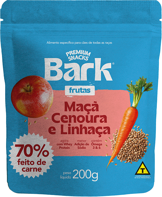 Bifinho Bark Snacks Sabor Maçã Cenoura e Linhaça para Cães - 200 g