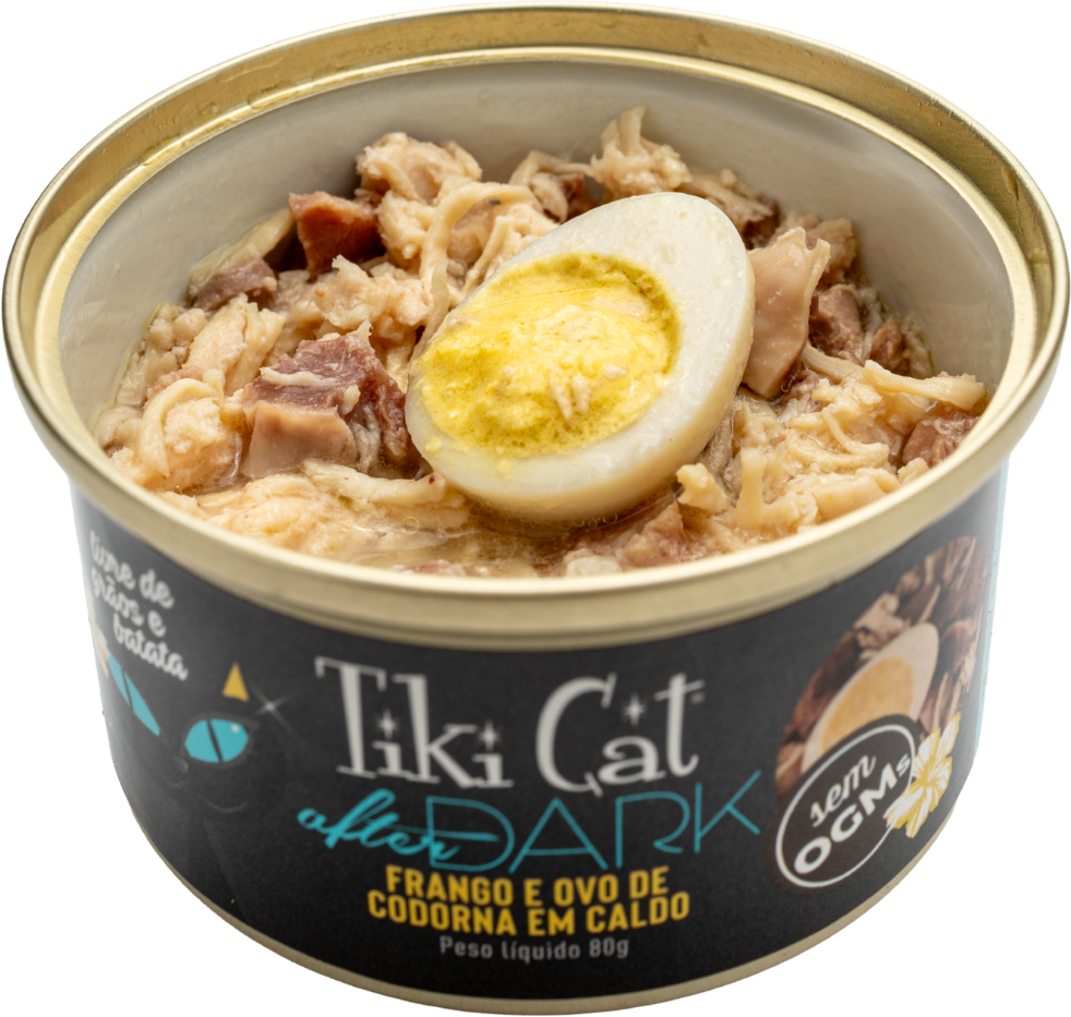 Ração Úmida Tiki Cat After Dark sabor Frango e Ovo de Codorna para Gatos - 80 g