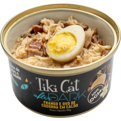 Ração Úmida Tiki Cat After Dark sabor Frango e Ovo de Codorna para Gatos