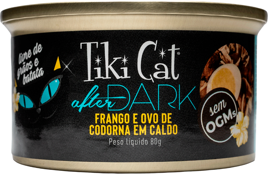 Ração Úmida Tiki Cat After Dark sabor Frango e Ovo de Codorna para Gatos - 80 g
