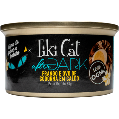 Ração Úmida Tiki Cat After Dark sabor Frango e Ovo de Codorna para Gatos
