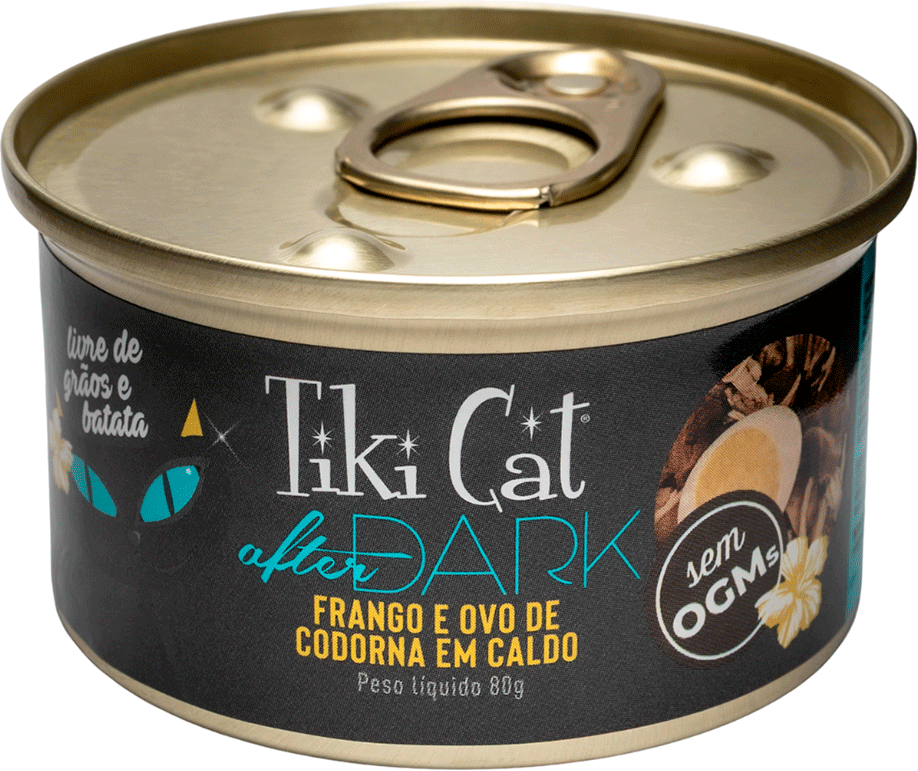 Ração Úmida Tiki Cat After Dark sabor Frango e Ovo de Codorna para Gatos - 80 g
