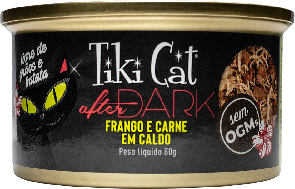 Ração Úmida Tiki Cat After Dark sabor Frango e Carne para Gatos - 80 g