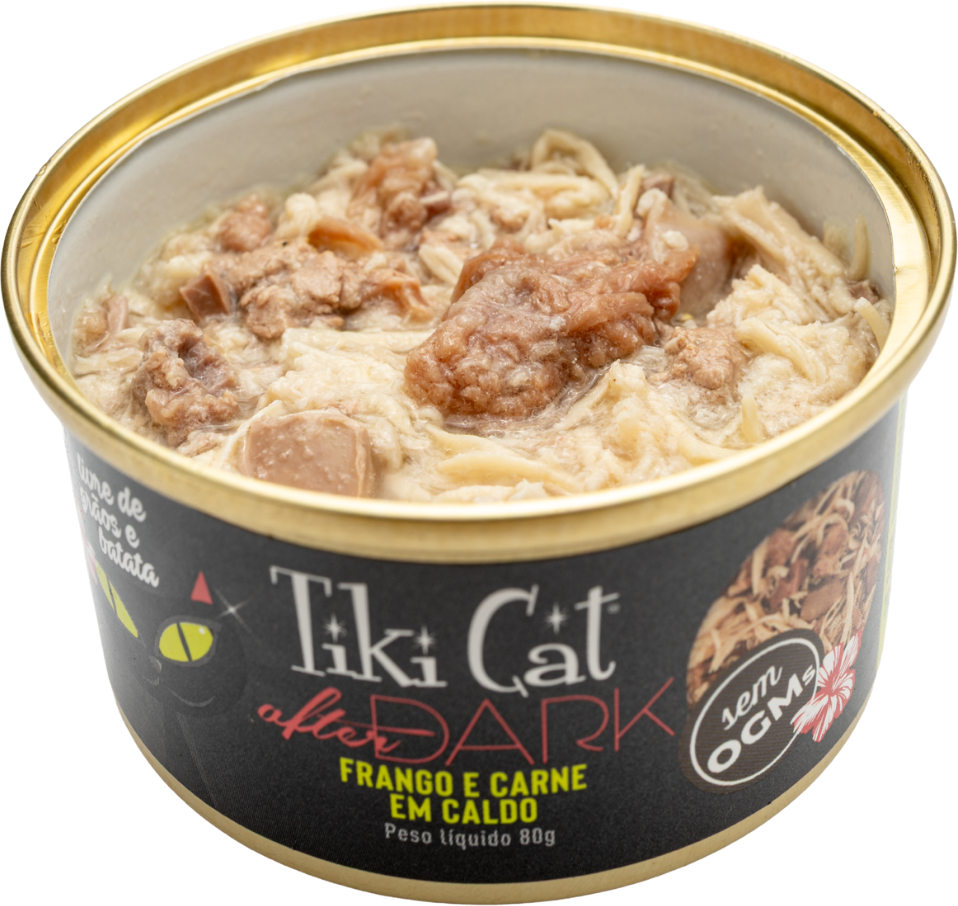 Ração Úmida Tiki Cat After Dark sabor Frango e Carne para Gatos - 80 g