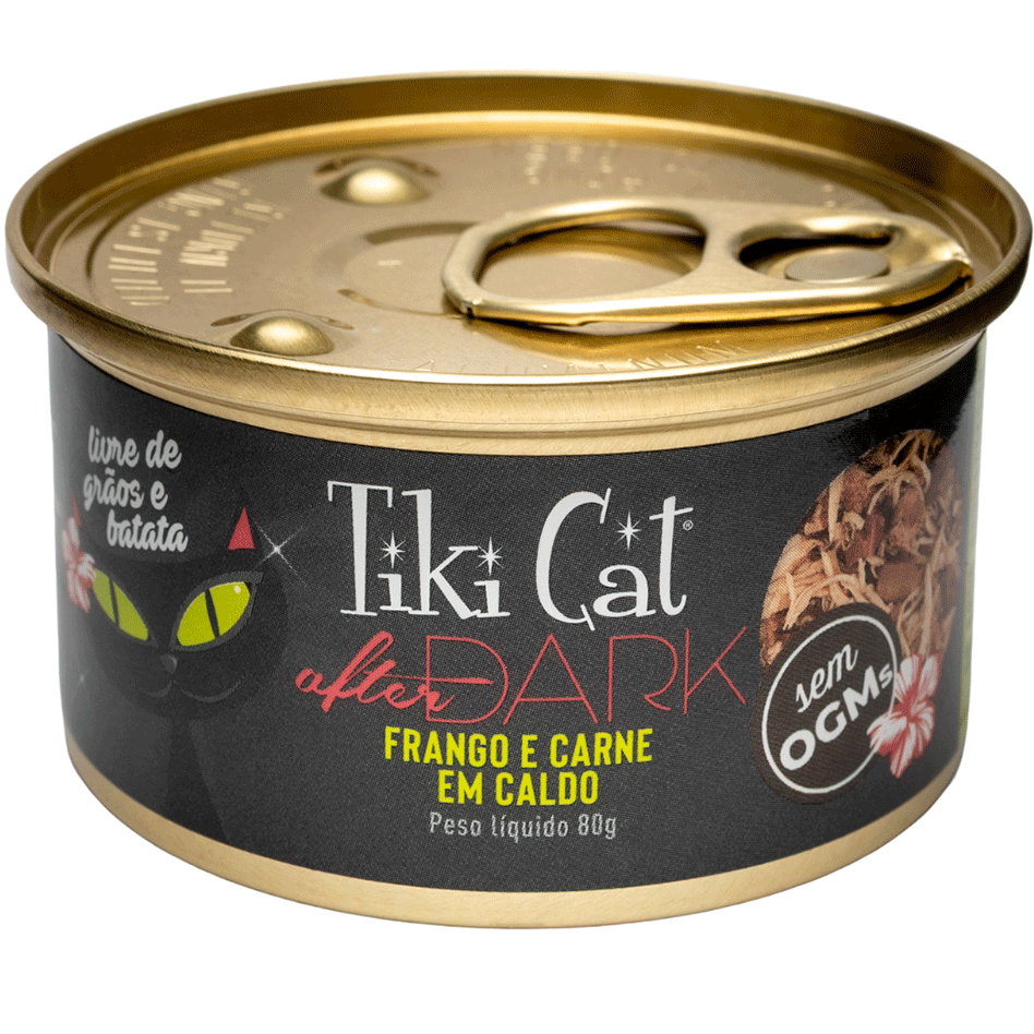 Ração Úmida Tiki Cat After Dark sabor Frango e Carne para Gatos - 80 g