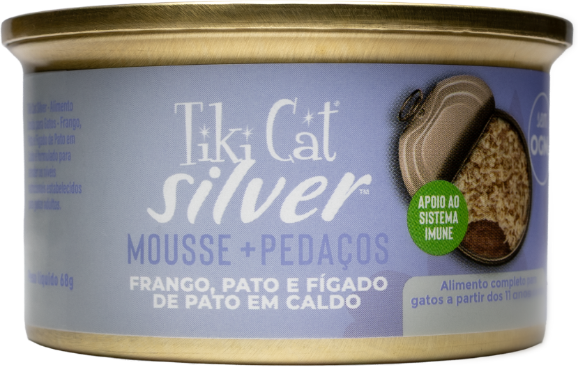 Ração Úmida Tiki Cat Silver sabor Frango e Pato para Gatos - 68 g